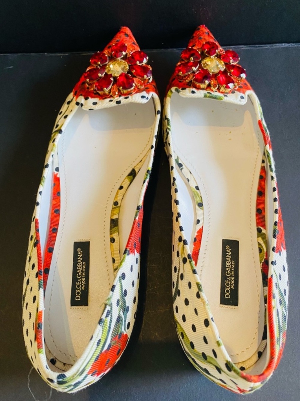 Authentic Dolce & Gabbana Taormina Crystal Embellished Flats Size 38/US 8 - Picture 12 of 15